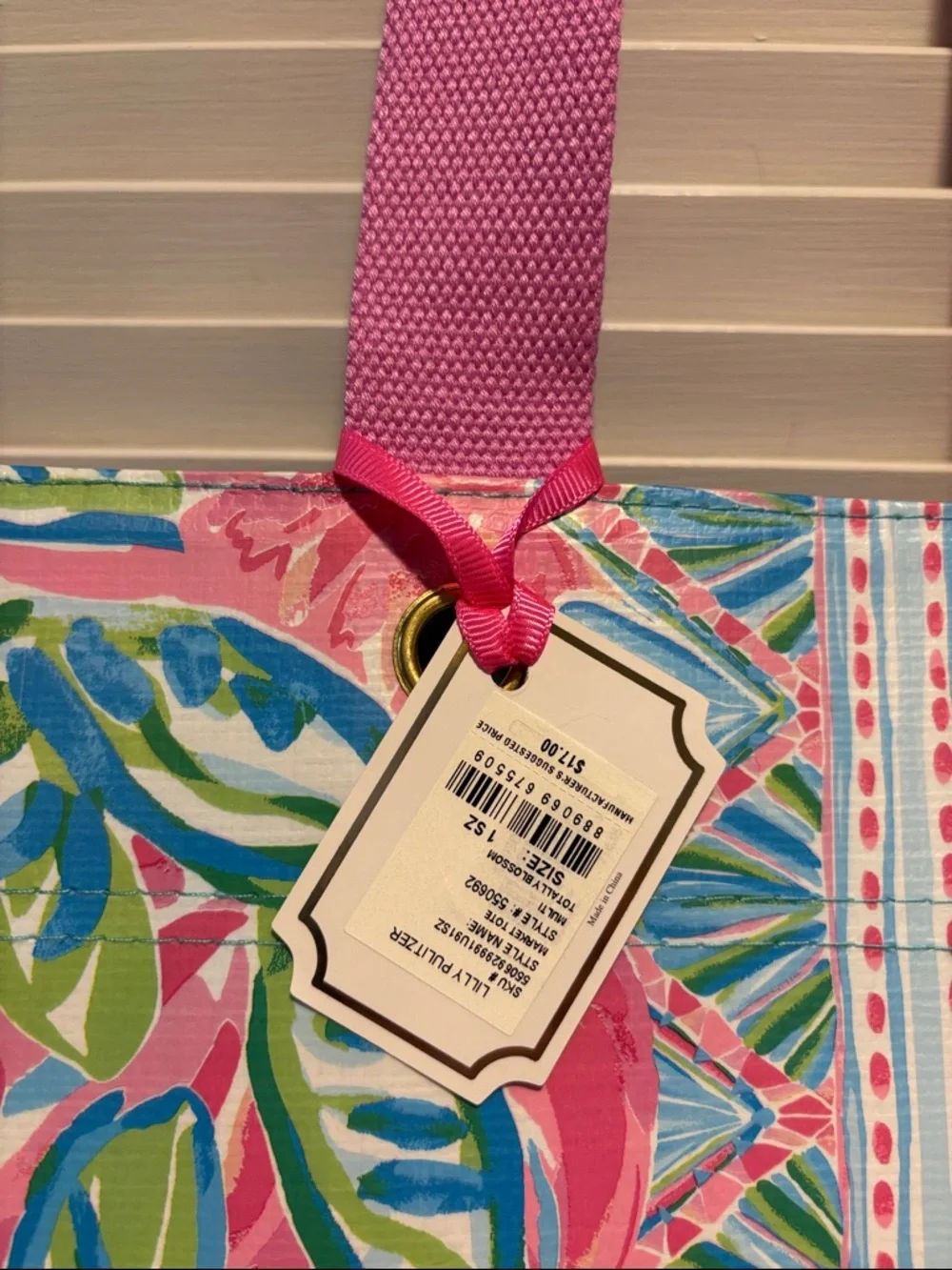 Lilly Pulitzer Pink Floral Reusable Market Tote - Picture 3 of 7